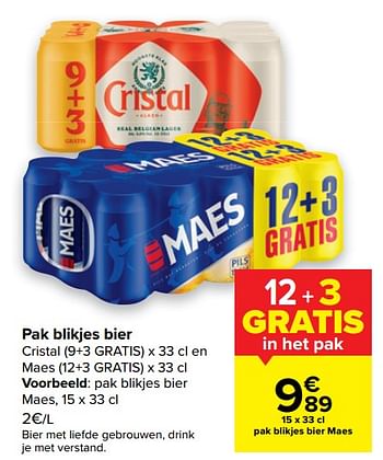 Promoties Pak blikjes bier maes - Maes - Geldig van 13/10/2021 tot 25/10/2021 bij Carrefour