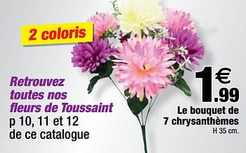 Promotions Le bouquet de 7 chrysanthèmes - Produit Maison - Bazarland - Valide de 13/10/2021 à 31/10/2021 chez Bazarland