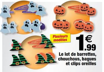 Promotions Le lot de barrettes chouchous bagues et clips oreilles - Produit Maison - Bazarland - Valide de 13/10/2021 à 31/10/2021 chez Bazarland