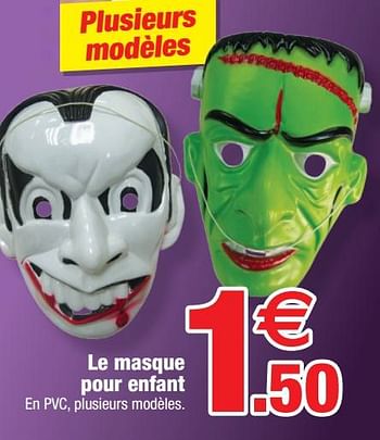 Promotions Le masque pour enfant - Produit Maison - Bazarland - Valide de 13/10/2021 à 31/10/2021 chez Bazarland