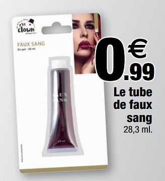 Promotions Le tube de faux sang - Produit Maison - Bazarland - Valide de 13/10/2021 à 31/10/2021 chez Bazarland