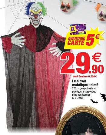Promotions Le clown maléfique animé - Produit Maison - Bazarland - Valide de 13/10/2021 à 31/10/2021 chez Bazarland