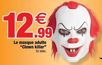 Promotions Le masque adulte clown killer - Produit Maison - Bazarland - Valide de 13/10/2021 à 31/10/2021 chez Bazarland