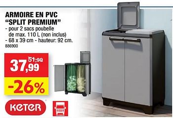 Promotions Armoire en pvc split premium - Keter - Valide de 13/10/2021 à 24/10/2021 chez Hubo