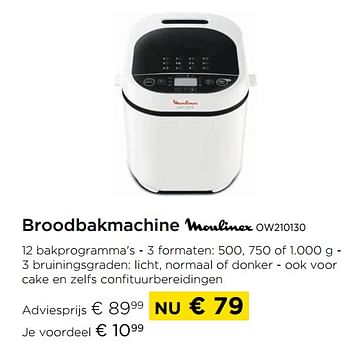 Promoties Broodbakmachine moulinex ow210130 - Moulinex - Geldig van 01/10/2021 tot 31/10/2021 bij Molecule