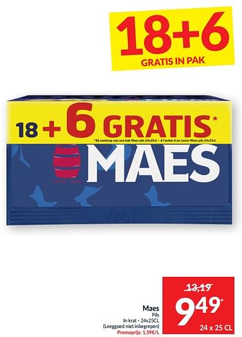 Promoties Maes pils - Maes - Geldig van 19/10/2021 tot 24/10/2021 bij Intermarche