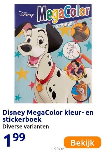 Promotions Disney megacolor kleur- en stickerboek - Disney - Valide de 12/10/2021 à 26/12/2021 chez Action