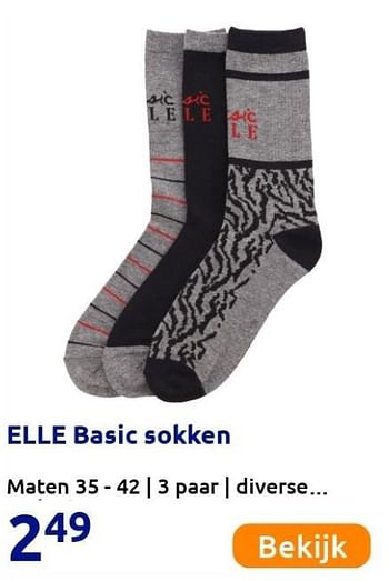 Promoties Elle basic sokken - Elle - Geldig van 12/10/2021 tot 26/12/2021 bij Action