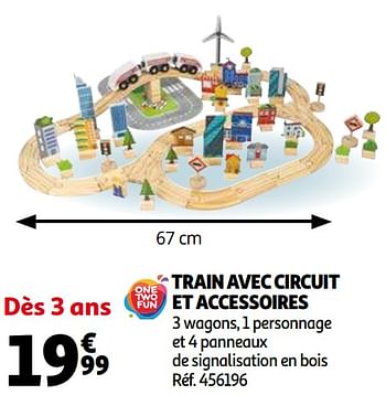 One Two Fun Train circuit avec accessoires - 90 pièces - en bois