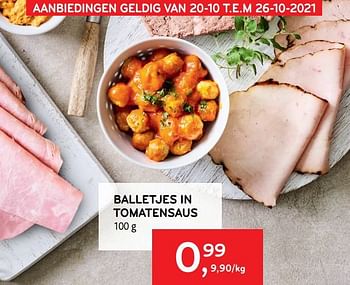 Promoties Balletjes in tomatensaus - Huismerk - Alvo - Geldig van 20/10/2021 tot 26/10/2021 bij Alvo