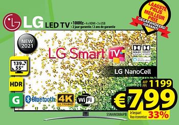Promoties Lg led tv 55nano886pb - LG - Geldig van 20/10/2021 tot 27/10/2021 bij ElectroStock