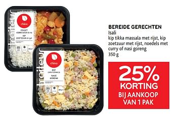 Promoties Bereide gerechten isali 25% korting bij aankoop van 1 pak - Isali - Geldig van 20/10/2021 tot 02/11/2021 bij Alvo