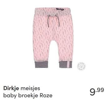 Promoties Dirkje meisjes baby broekje roze - Dirkje Babywear - Geldig van 17/10/2021 tot 23/10/2021 bij Baby & Tiener Megastore