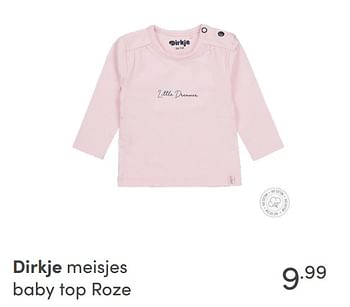 Promoties Dirkje meisjes baby top roze - Dirkje Babywear - Geldig van 17/10/2021 tot 23/10/2021 bij Baby & Tiener Megastore