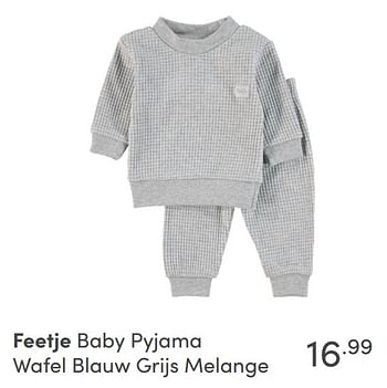Promoties Feetje baby pyjama wafel blauw grijs melange - Feetje - Geldig van 17/10/2021 tot 23/10/2021 bij Baby & Tiener Megastore