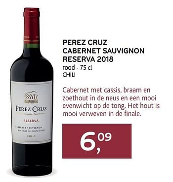 Promoties Perez cruz cabernet sauvignon reserva 2018 rood - Rode wijnen - Geldig van 20/10/2021 tot 02/11/2021 bij Alvo