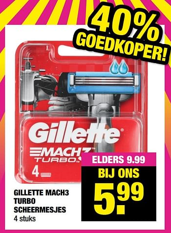 Promoties Gillette mach3 turbo scheermesjes - Gillette - Geldig van 25/10/2021 tot 07/11/2021 bij Big Bazar
