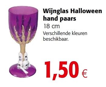 Promoties Wijnglas halloween hand paars - Huismerk - Colruyt - Geldig van 20/10/2021 tot 02/11/2021 bij Colruyt