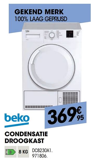 Promotions Beko condensatie droogkast dc8230a1 - Beko - Valide de 27/10/2021 à 08/12/2021 chez Electro Depot