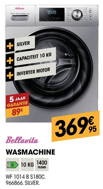 Promoties Bellavita wasmachine wf 1014 b s180c - Bellavita - Geldig van 27/10/2021 tot 08/12/2021 bij Electro Depot