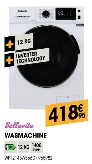 Promoties Bellavita wasmachine wf1214bw566c - Bellavita - Geldig van 27/10/2021 tot 08/12/2021 bij Electro Depot
