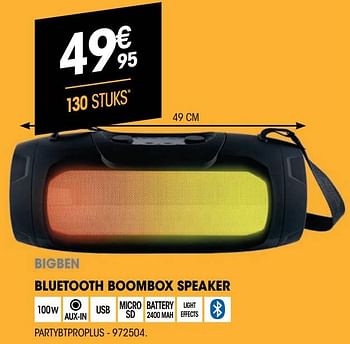 Promoties Bigben bluetooth boombox speaker partybtproplus - BIGben - Geldig van 27/10/2021 tot 08/12/2021 bij Electro Depot