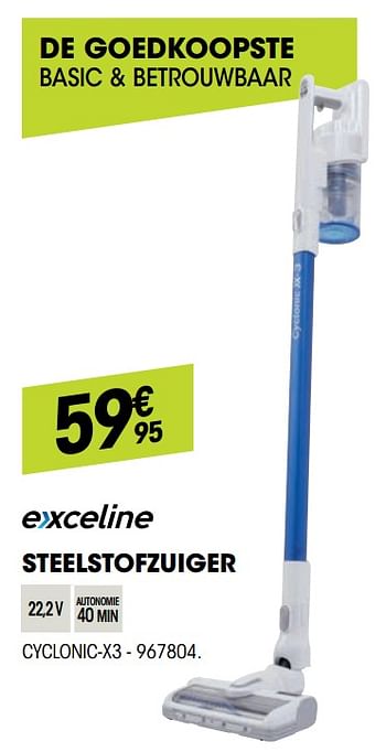 Promoties Exceline steelstofzuiger cyclonic-x3 - Exceline - Geldig van 27/10/2021 tot 08/12/2021 bij Electro Depot