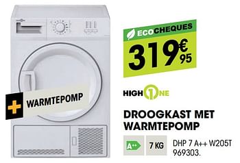 Promoties Highone droogkast met warmtepomp dhp 7 a++ w205t - HighOne - Geldig van 27/10/2021 tot 08/12/2021 bij Electro Depot