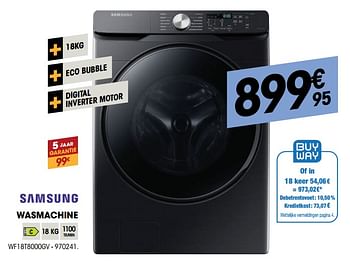 Promoties Samsung wasmachine wf18t8000gv - Samsung - Geldig van 27/10/2021 tot 08/12/2021 bij Electro Depot