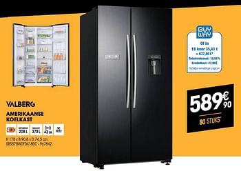 Promoties Valberg amerikaanse koelkast sbs578wdfdx180c - Valberg - Geldig van 27/10/2021 tot 08/12/2021 bij Electro Depot