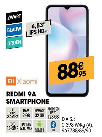Promoties Xiaomi redmi 9a smartphone - Xiaomi - Geldig van 27/10/2021 tot 08/12/2021 bij Electro Depot