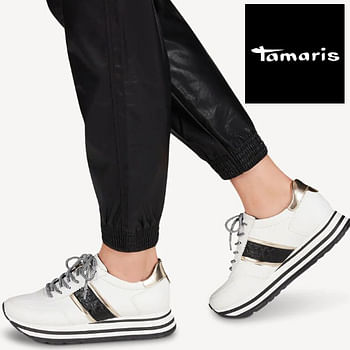 Promoties Tamaris Sneaker Dames Sneakr Trendy Casual - Wit - Tamaris - Geldig van 22/10/2021 tot 21/07/2022 bij Berca