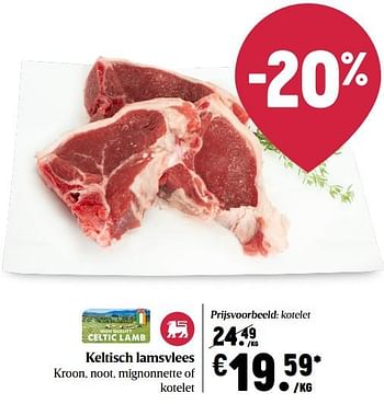 Promoties Keltisch lamsvlees kotelet - Huismerk - Delhaize - Geldig van 21/10/2021 tot 27/10/2021 bij Delhaize