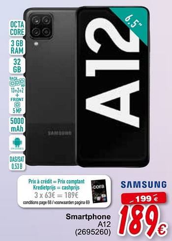 Promotions Samsung smartphone a12 - Samsung - Valide de 19/10/2021 à 06/12/2021 chez Cora