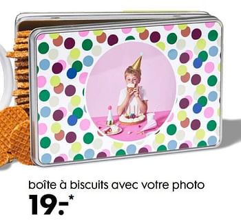 Promotions Boîte à biscuits avec votre photo - Produit maison - Hema - Valide de 20/10/2021 à 09/11/2021 chez Hema