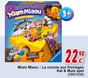 Minder dan Ver weg Gewend Ravensburger Miam miaou : la course aux fromages kat + muis spel - Promotie  bij Cora