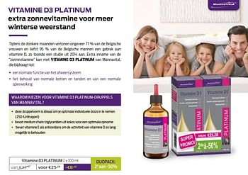 Promoties Vitamine d3 platinum - Mannavital - Geldig van 01/11/2021 tot 30/11/2021 bij Mannavita