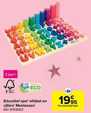 Promotions Educatief spel alfabet en cijfers montessori - Produit maison - Carrefour  - Valide de 20/10/2021 à 06/12/2021 chez Carrefour