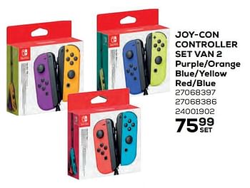 Promotions Joy-con controller set van 2 purple-orange blue-yellow red-blue - Nintendo - Valide de 22/10/2021 à 07/12/2021 chez Supra Bazar