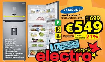 Promotions Samsung combi koelkast - réfrigérateur combi rt46k6600s9 - Samsung - Valide de 27/10/2021 à 03/11/2021 chez ElectroStock