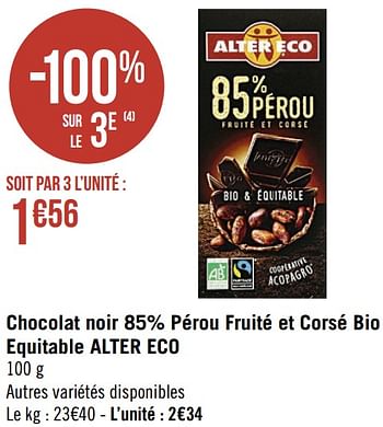 Promo Lindt chocolat noir excellence chez Casino Supermarchés
