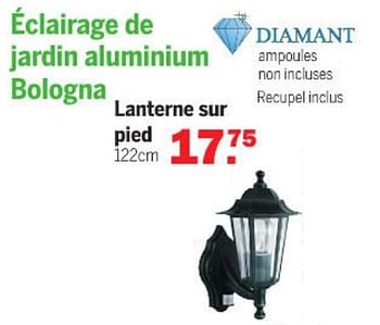 Promotions Éclairage de jardin aluminium bologna lanterne sur pied - Diamant - Valide de 24/10/2021 à 14/11/2021 chez Van Cranenbroek