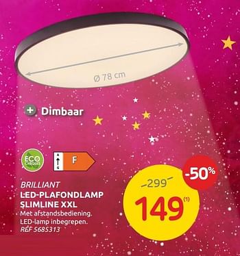 Promoties Brilliant led-plafondlamp slimline xxl - Brillant - Geldig van 03/11/2021 tot 08/11/2021 bij Brico