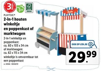 Promoties 2-in-1 houten winkeltje en poppenkast of marktwagen - Playtive Junior - Geldig van 28/10/2021 tot 30/11/2021 bij Lidl
