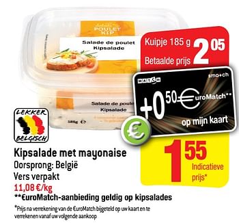 Promoties Kipsalade met mayonaise - Huismerk - Smatch - Geldig van 03/11/2021 tot 09/11/2021 bij Smatch