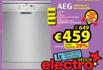Promotions Ae vaatwasser - lave-vaisselle ffb53610zm - Produit Maison - ElectroStock - Valide de 03/11/2021 à 10/11/2021 chez ElectroStock