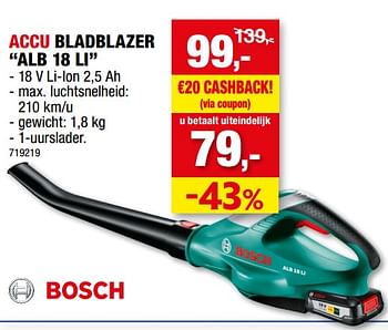 Promoties Bosch accu bladblazer alb 18 li - Bosch - Geldig van 03/11/2021 tot 14/11/2021 bij Hubo