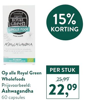 Promoties Ashwagandha - Royal Green - Geldig van 01/11/2021 tot 28/11/2021 bij Holland & Barret
