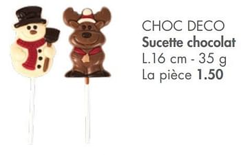 Promotions Choc deco sucette chocolat - Produit maison - Casa - Valide de 01/11/2021 à 25/12/2021 chez Casa