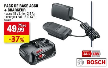 Promotions Bosch pack de base accu + chargeur - Bosch - Valide de 03/11/2021 à 14/11/2021 chez Hubo